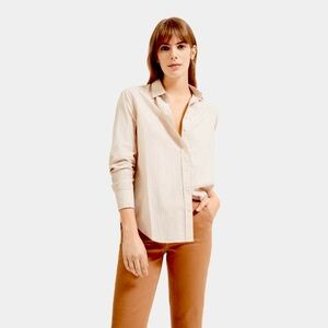 Everlane The Silky Cotton Relaxed Shirt in Khaki Stripe